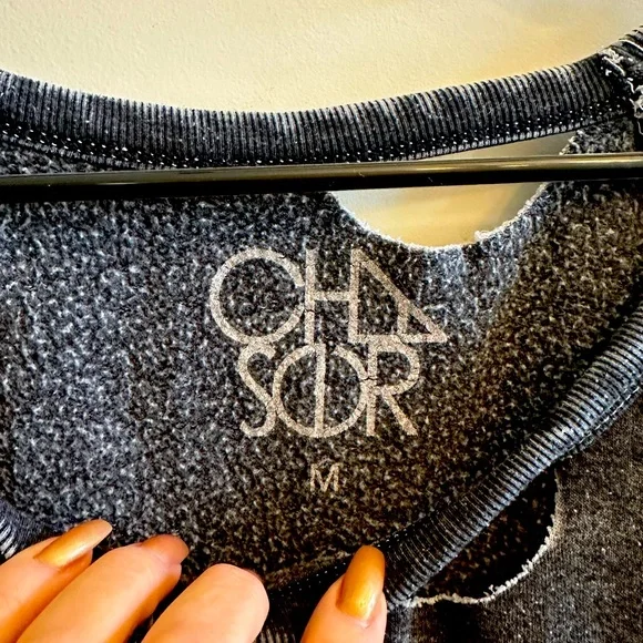 Chaser “ Champagne Leather & Rock & Roll” Distressed Sweatshirt - Picture 3 of 7